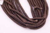 8mm Chocolate Brown Hematite Roundel Spacer Saucer Beads Loose Beads 15.5" Strands