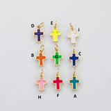 18K Gold PVD Cross charm enamel cross charm s Charms - Tarnish Resistant