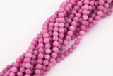8mm Raspberry Pink Jade Beads Semi-Matte Smooth Round Loose Beads 15.5" Strands