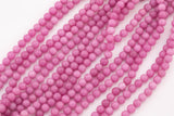 8mm Raspberry Pink Jade Beads Semi-Matte Smooth Round Loose Beads 15.5" Strands