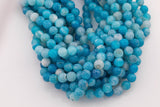 10mm Blue Fire Agate Beads Webbed Matrix Smooth Round Loose Beads 15.5" Strands