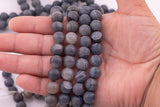 10mm Matte Dark Gray Agate Beads Smooth Round Loose Beads 15.5" Strands