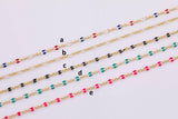 Gold PVD Plated Enamel Chain Italian Figaro Style Enamel Chains White Black USA Flag Pink