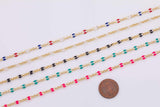 Gold PVD Plated Enamel Chain Italian Figaro Style Enamel Chains White Black USA Flag Pink