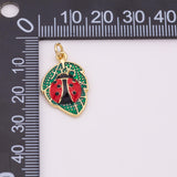 Ladybug Leaf Charm enamel 18k Gold PVD Plated Tarnish Resistant