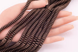 8mm Chocolate Brown Hematite Roundel Spacer Saucer Beads Loose Beads 15.5" Strands