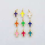 18K Gold PVD Cross charm enamel cross charm s Charms - Tarnish Resistant