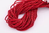 Red Bamboo Coral Beads 3x7mm Stick Shape Loose Beads 15.5" Strands