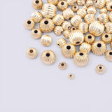 100pc Gold PVD Plated Corrugated Beads Corrugated Rounds High Quality 3mm 4mm 5mm 6mm 8mm Tarnish Resistant