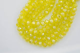 8mm or 10mm or 12mm Crystal Rondelle -2 or 5 or 10 STRANDS- Lemon Yellow AB