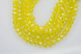 8mm or 10mm or 12mm Crystal Rondelle -2 or 5 or 10 STRANDS- Lemon Yellow AB
