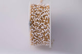 3 Bead Pattern Satellite White Enamel 1.5mm Gold filled chain by the foot or 50 feet Permanent Jewelry Chain