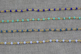 WHOLESALE Rosary Chain GOLD 3-4mm Jade Crystal Rosary Chain...wire wrapped chain gold plated by the YARD. New Colors!!