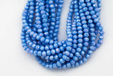 8mm or 10mm or 12mm Crystal Rondelle -2 or 5 or 10 STRANDS- Blue Jade AB