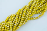8mm or 10mm or 12mm Crystal Rondelle -2 or 5 or 10 STRANDS- Dark Yellow Jade AB
