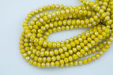 8mm or 10mm or 12mm Crystal Rondelle -2 or 5 or 10 STRANDS- Dark Yellow Jade AB