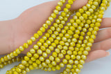 8mm or 10mm or 12mm Crystal Rondelle -2 or 5 or 10 STRANDS- Dark Yellow Jade AB