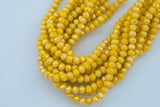 8mm or 10mm or 12mm Crystal Rondelle -2 or 5 or 10 STRANDS- Yellow Jade AB