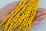 8mm or 10mm or 12mm Crystal Rondelle -2 or 5 or 10 STRANDS- Yellow Jade