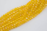 8mm or 10mm or 12mm Crystal Rondelle -2 or 5 or 10 STRANDS- Yellow AB