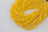 8mm or 10mm or 12mm Crystal Rondelle -2 or 5 or 10 STRANDS- Yellow AB
