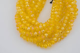 8mm or 10mm or 12mm Crystal Rondelle -2 or 5 or 10 STRANDS- Yellow AB