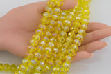 8mm or 10mm or 12mm Crystal Rondelle -2 or 5 or 10 STRANDS- Lemon Yellow AB