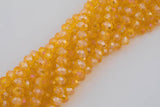 8mm or 10mm or 12mm Crystal Rondelle -2 or 5 or 10 STRANDS- Orange Yellow AB