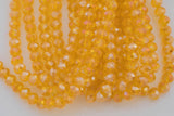 8mm or 10mm or 12mm Crystal Rondelle -2 or 5 or 10 STRANDS- Orange Yellow AB