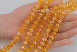 8mm or 10mm or 12mm Crystal Rondelle -2 or 5 or 10 STRANDS- Orange Yellow AB