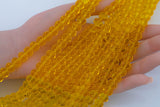 8mm or 10mm or 12mm Crystal Rondelle -2 or 5 or 10 STRANDS- Yellow