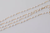 3 Bead Pattern Satellite White Enamel 1.5mm Gold filled chain by the foot or 50 feet Permanent Jewelry Chain