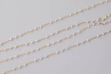 3 Bead Pattern Satellite White Enamel 1.5mm Gold filled chain by the foot or 50 feet Permanent Jewelry Chain