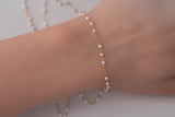 3 Bead Pattern Satellite White Enamel 1.5mm Gold filled chain by the foot or 50 feet Permanent Jewelry Chain
