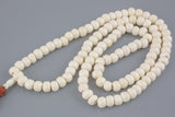 Natural Bone Mala, Off Roundel Shape, 8mm and 10mm 108 Beads with reddish Tassel! Gemstone Beads