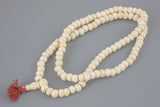 Natural Bone Mala, Off Roundel Shape, 8mm and 10mm 108 Beads with reddish Tassel! Gemstone Beads