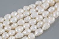 11x13mm Large Hole Freshwater Flat Side Potatoe Pearl, Half strands!