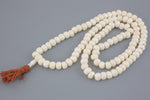 Natural Bone Mala, Off Roundel Shape, 8mm and 10mm 108 Beads with reddish Tassel! Gemstone Beads