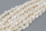 10-11mm Large Hole Freshwater Flat Side Potatoe Pearl, Half strands! Big Hole Beads