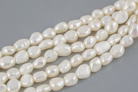 10-11mm Large Hole Freshwater Flat Side Potatoe Pearl, Half strands! Big Hole Beads