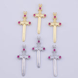 Cross Ruby 8x12mm Charm 18K Gold PVD charms - Tarnish Resistant LLL