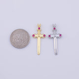 Cross Ruby 8x12mm Charm 18K Gold PVD charms - Tarnish Resistant LLL