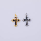 Cross black 8x12mm Charm 18K Gold PVD charms - Tarnish Resistant LLL