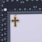 Cross black 8x12mm Charm 18K Gold PVD charms - Tarnish Resistant LLL