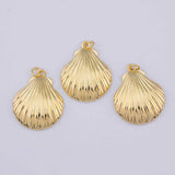 Clam shell sea shell Charm 18K Gold PVD charms - Tarnish Resistant LLL