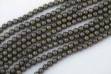 Natural Pyrite Full Strands-15.5 inches- Nice Size Hole-Polished Plain Round- 8mm, 10mm, 12mm- A quality A Quality Smooth