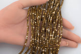 Golden Brown Mother of Pearl 3-4mm Heishi Beads 15.5" Strand Shell Beads