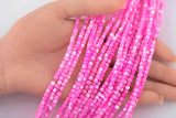 Fusia Pink Mother of Pearl 3-4mm Heishi Beads 15.5" Strand Shell Beads