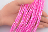 Fusia Pink Mother of Pearl 3-4mm Heishi Beads 15.5" Strand Shell Beads
