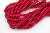 5x8mm Crystal Smooth Roundel 1 or 2 or 5 or 10 STRANDS- 16 Inch Strand- Medium Maroon Red